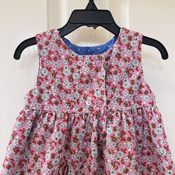 Baby Boden Pink Deer Vintage Daisy Applique Corduroy Pinnie Dress 18-24 Months - Picture 2 of 16